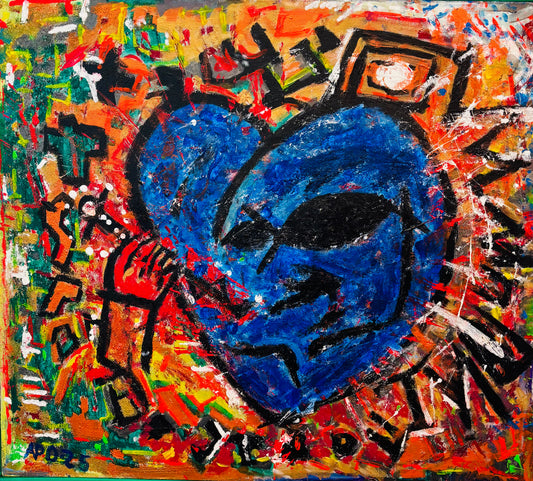Bild: „Blaues Herz“ (81 x 72 cm)